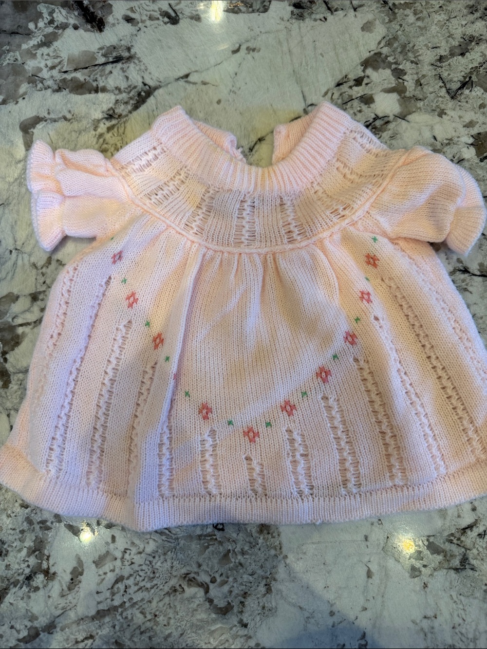Pink Knit Floral-Accent Baby Top